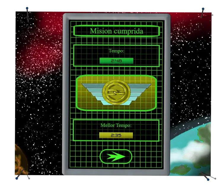 Pantalla de misión cumprida. Galiviart
