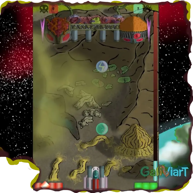 Captura de pantalla da misión 3 xa rematada. Aparece o xefe, formado por unha sección central e dúas cabezas. Galiviart